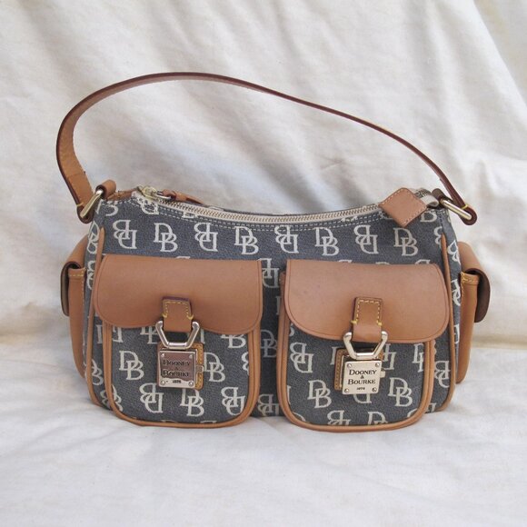 Dooney & Bourke Handbags - NWOT VINTAGE Rare EUC Dooney and Bourke Handbag - Brown and Grey Logo Print